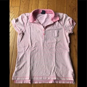 Gap stretch pink/white strip T shirt, size M